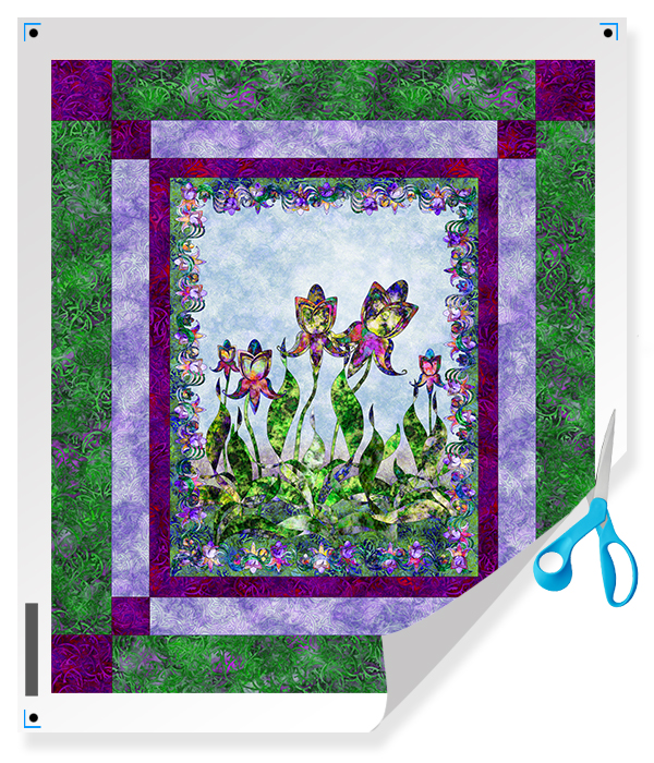 Iris Garden- cheater quilt fabric