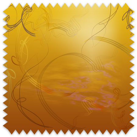 The artwork features a rich golden-brown gradient background with an intricate overlay of swirling, delicate lines that flow across the canvas. These lines resemble fine, freeform ribbons or musical notations, adding a sense of movement and rhythm. Soft, ethereal clouds of lighter shades blend subtly into the background, enhancing the depth and texture. The overall effect is warm, elegant, and fluid, evoking a harmonious and almost abstract musical theme.