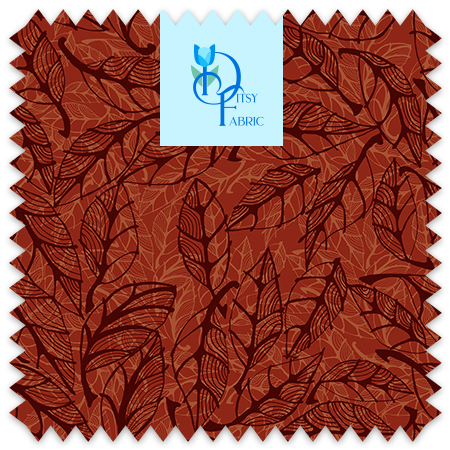 Lineart Eliptical Leaves Birch Cherry Beech in Rust.