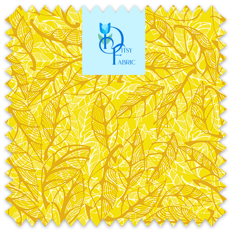 Lineart Eliptical Leaves Birch Cherry Beech in yellow.