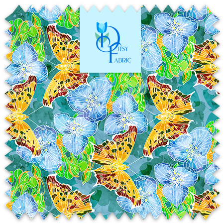 Art Deco repeating design of a dragonfly on a lotus blossom.