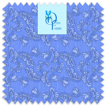 Floral Woodcut - Tulip Lily in Blue, border pattern.