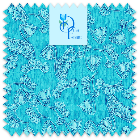 Floral Woodcut - Tulip Lily in Teal, random pattern.