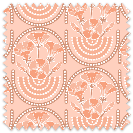 Dot pattern forming a basket shape with a bouquet.