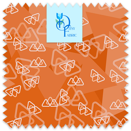 Designer fabric - Threee sizes of triangles in orange.