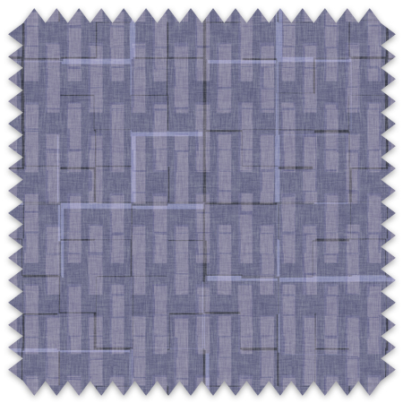The artwork consists of a geometric pattern with vertical and horizontal rectangular shapes arranged in a repetitive grid formation. The primary color is a muted violet, with lighter and darker shades creating depth and a sense of layering. Thin, delicate lines form an angular maze-like design overlaying the rectangles, adding complexity and structure to the composition. The overall effect is orderly and rhythmic, with a subtle interplay between texture and linear elements.