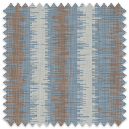 The artwork is a fabric piece featuring vertical stripes in two dominant colors: slate blue and muted brown. Each stripe is textured with a series of short, horizontal brush-like lines that create a woven effect, giving the fabric a sense of depth and movement. The overall design balances earthy, warm tones with an organic, rhythmic pattern.