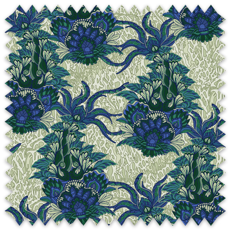 Art Deco repeating design of a dragonfly on a lotus blossom.