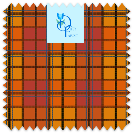 Orange plaid fabric design.